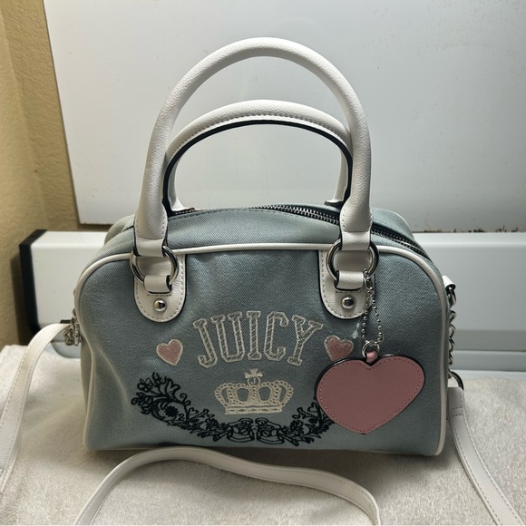 Juicy Couture Gray Satchel with Pink Heart Charm - Picture 1 of 1